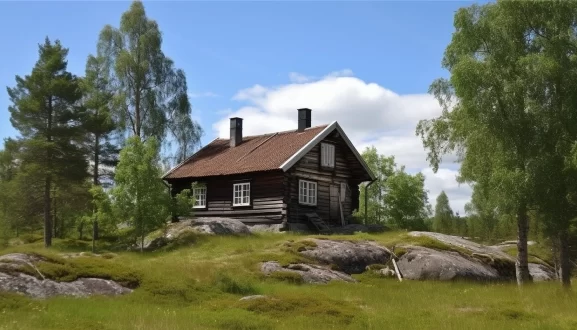 hus i svensk skog